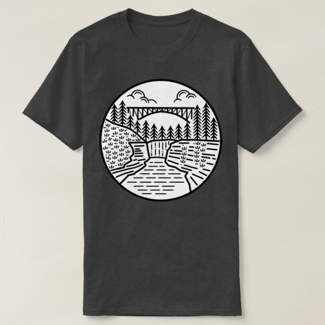 Camiseta Letchworth State Park Upper Falls and Bridge (Frente do Design)