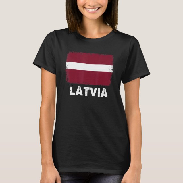 Camiseta Letônia Bandeira Apoio a Pessoas (Frente)