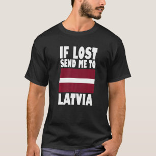 Camiseta Letônia Bandeira Design Se perdida me envie para L