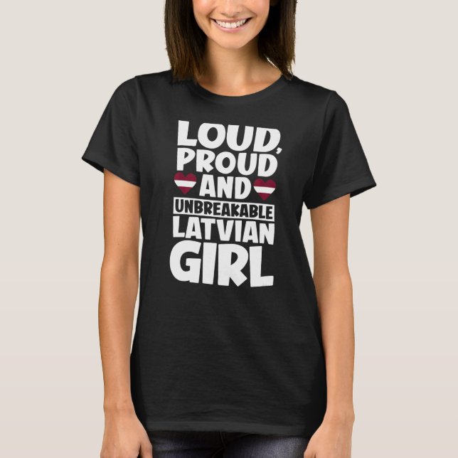 Camiseta Letônia Bandeira Orgulhosa Letônia Homens e Mulher (Frente)