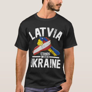 Camiseta Letónia Mantém-Se Com A Ucrânia, Bandeira Da Letón