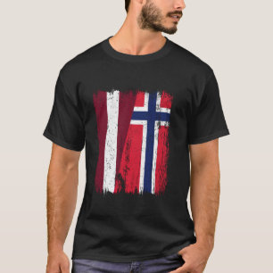 Camiseta Letônia Noruega Meia Bandeira Letão Norueguês Ance