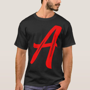 Camiseta Letra A Alfabeto Gráfico Vermelho Grande Inicial