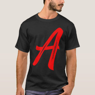 Camiseta Letra A Alfabeto Gráfico Vermelho Grande Inicial