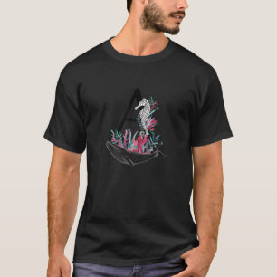 Camiseta Letra A Monograma Da Vida Marinha De Baleia E Cava