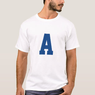 Camiseta Letra alfabética azul escura mens T-shirt