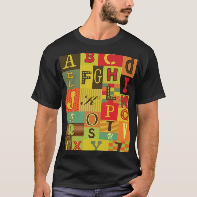 Camiseta Letra-alfabética, caracter vintage (Frente)