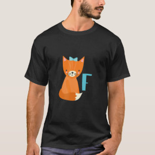 Camiseta Letra alfabética cúbita animais Letra F para rapos