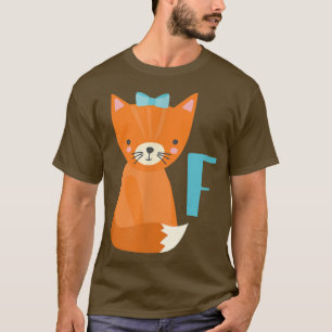 Camiseta Letra alfabética cúbita animalLetra F para Fo