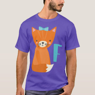 Camiseta Letra alfabética cúbita animalLetra F para Fo