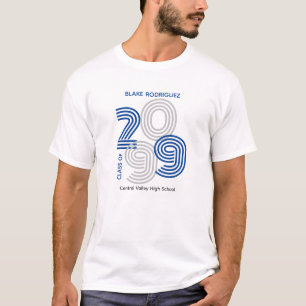 Camiseta Letra Azul Grande Números Classe de Mais velho