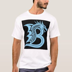 Camiseta Letra B Estilizada com Dragão, Alfabeto de Dragão,