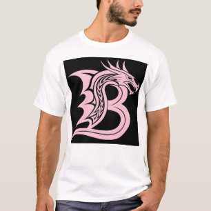 Camiseta Letra B Estilizada com Dragão, Alfabeto de Dragão,