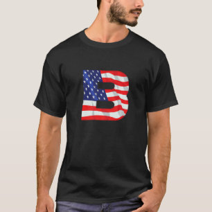 Camiseta Letra B Maiúscula Alfabet Eua American Flag Monsen