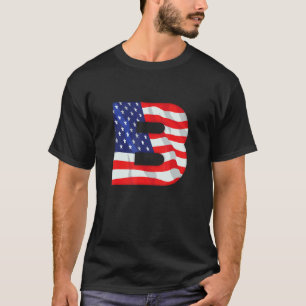 Camiseta Letra B Maiúscula Alfabet Eua American Flag Monsen