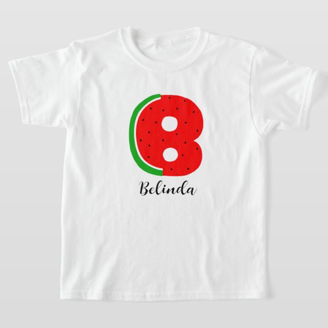 Camiseta Letra B Nome T-shirt, Alphabet Watermelon (Postura )