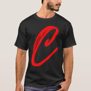 Camiseta Letra C Alfabeto Grande Gráfico Vermelho Inicial