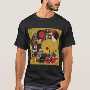 Camiseta Letra C – Colagem de Grade Abalada em Mostarda e P