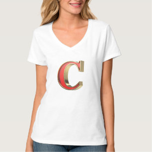 Camiseta Letra C de vidro vermelho