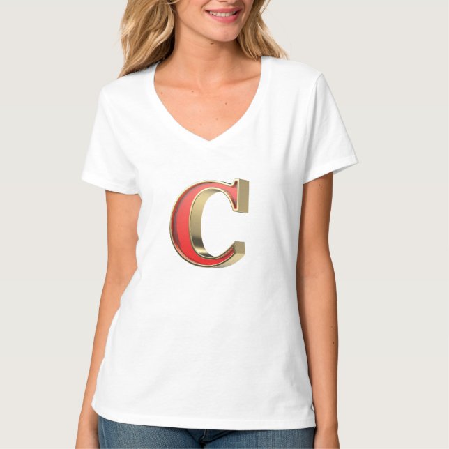 Camiseta Letra C de vidro vermelho (Frente)