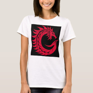 Camiseta Letra C Estilizada com Dragão, Alfabeto de Dragão,