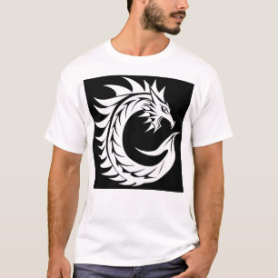 Camiseta Letra C Estilizada com Dragão, Alfabeto de Dragão,