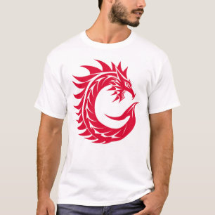 Camiseta Letra C Estilizada com Dragão, Alfabeto de Dragão,