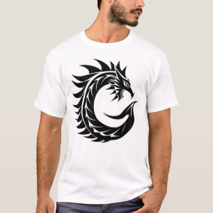 Camiseta Letra C Estilizada com Dragão, Alfabeto de Dragão,