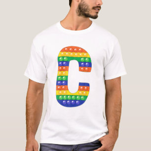 Camiseta Letra C Maiúscula Alphabet Fidget Pop It Funny Mat