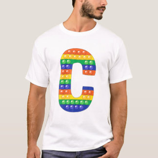 Camiseta Letra C Maiúscula Alphabet Fidget Pop It Funny Mat