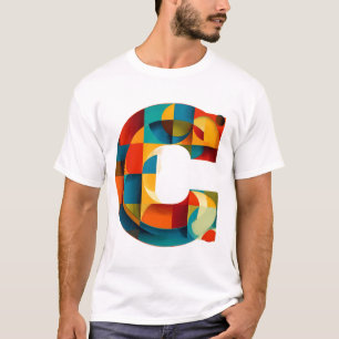 Camiseta Letra C – Monograma Geométrico Arredondado em Bloc