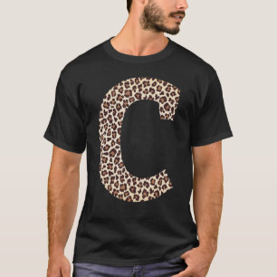 Camiseta letra C padrão da pele do leopardo impressão, nome