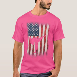 Camiseta Letra Clássica Americana Flag Taekwondo Karate S