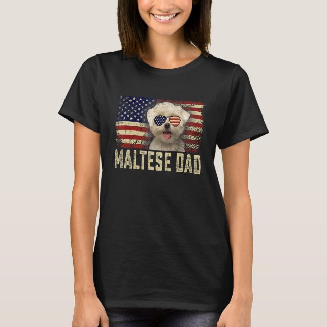 Camiseta Letra clássica Usa Sinalizador Maltês Dia de os pa (Frente)