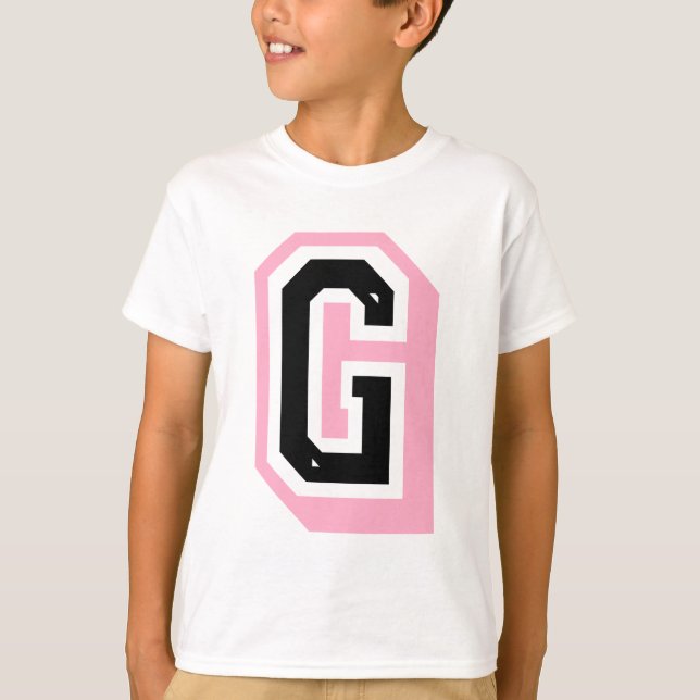 Camiseta letra cor-de-rosa preta G (Frente)