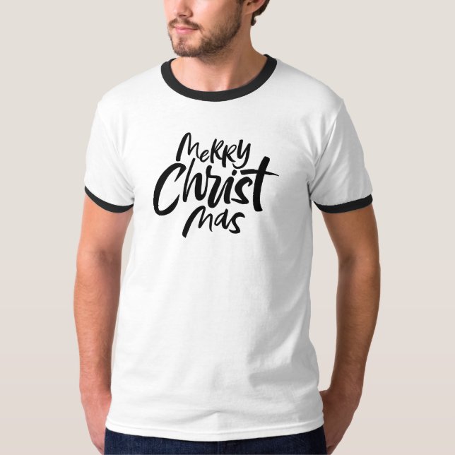 Camiseta Letra cristã de natal retrógrada religiosa (Frente)