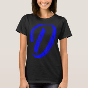 Camiseta Letra D Alfabeto Grande Gráfico Azul Inicial