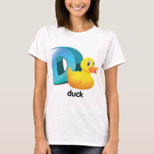 Camiseta Letra D de Pato Alfabeto Brilhante