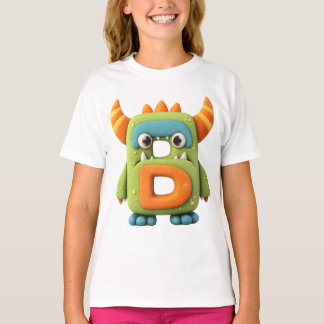Camiseta Letra D do Alfabeto Monstro – Monstro Fofo com Chi