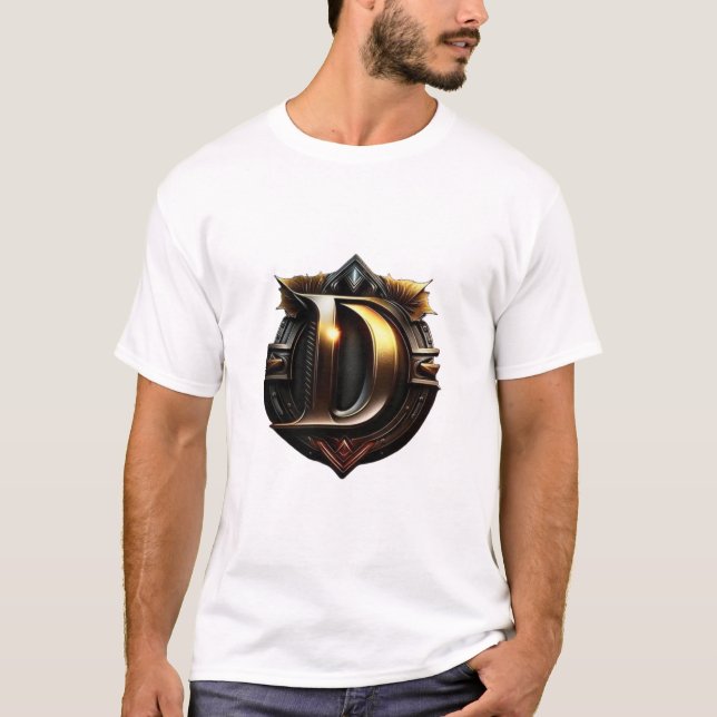 Camiseta Letra "D" Dourada Vintage (Frente)