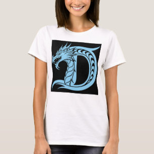 Camiseta Letra D Estilizada com Dragão, Alfabeto de Dragão,