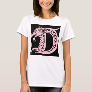 Camiseta Letra D Estilizada com Dragão, Alfabeto de Dragão,