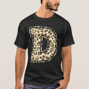 Camiseta Letra D Leopard Cheetah Impressão Trendy Wate