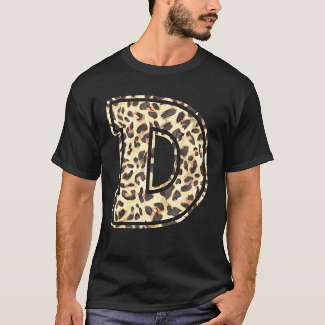 Camiseta Letra D Leopard Cheetah Impressão Trendy Wate (Frente)
