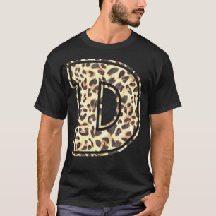 Camiseta Letra D Leopard Cheetah Impressão Trendy Wate