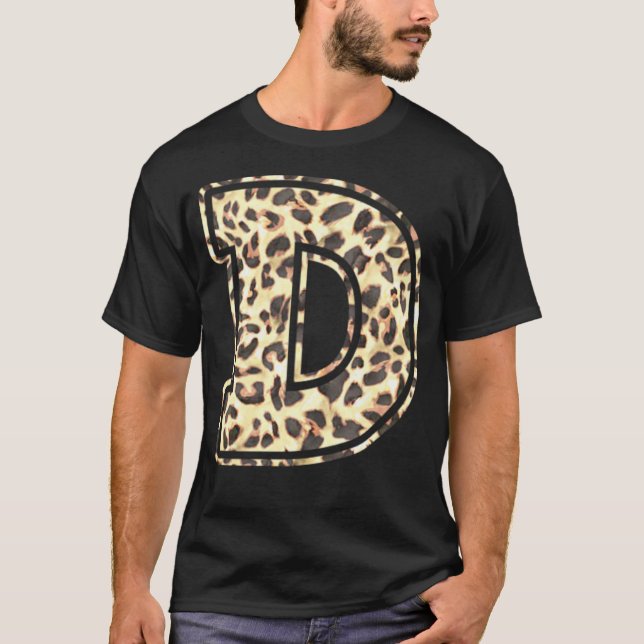 Camiseta Letra D Leopard Cheetah Impressão Trendy Wate (Frente)