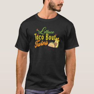 Camiseta Letra de Anúncio do Bebê Taco Sobre Gêmeos 1