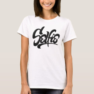 Camiseta Letra de Arte Selfie Street do Grafite de skate