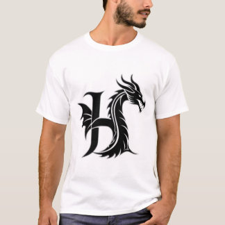 Camiseta Letra de Dragão H – Forte Design de Dragão de Fant