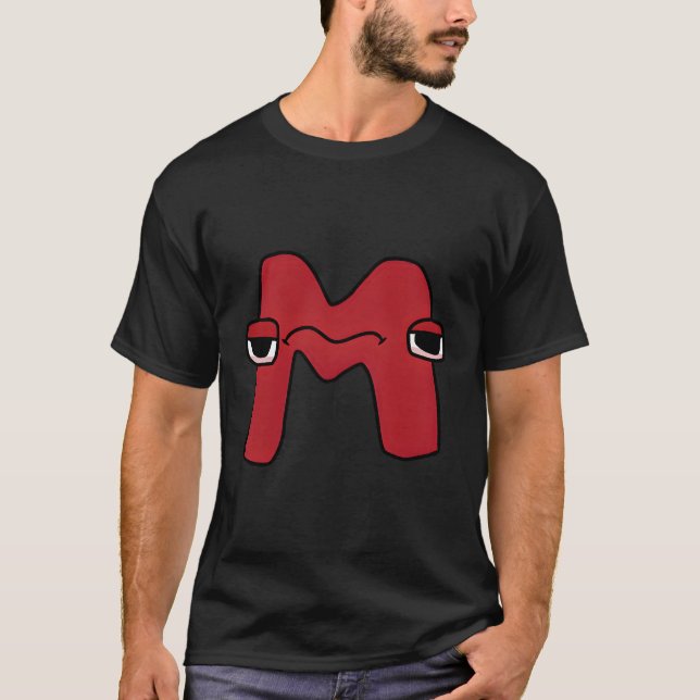Camiseta Letra de Emoção M Alphabet Lore para (Frente)